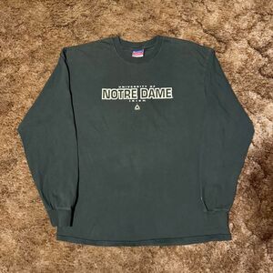 University of Notre Dame Long Sleeve Champion T-Shirt Green Large